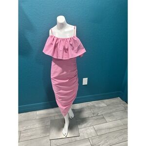 Cinq A‎ Sept Christina Ruffle Asymmetrical Ruched Dress Flamingo Pink 2